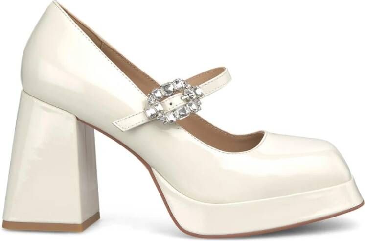 Alma en Pena Plateau schoen gesp strass White Dames