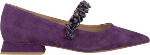 Alma en Pena Platte ballerina met strass band Purple Dames