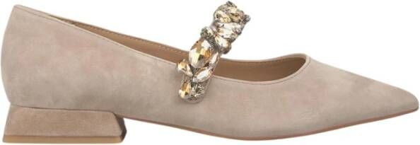 Alma en Pena Platte ballerina met strassband Beige Dames