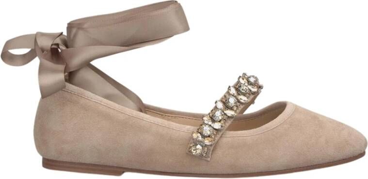 Alma en Pena Platte ballerina met strik Beige Dames