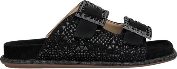 Alma en Pena Platte comfort sandaal met strass Black Dames