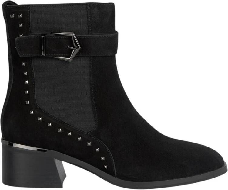 Alma en Pena Platte enkellaars met studs Black Dames