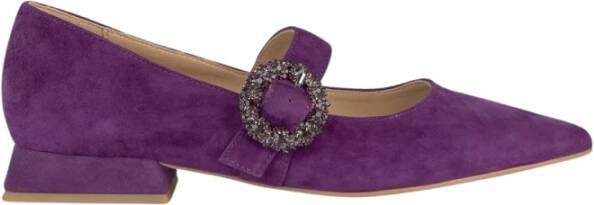 Alma en Pena Platte Leren Ballerina met Gespsluiting Purple Dames