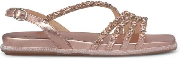 Alma en Pena Platte sandaal met gekruiste strass Pink Dames