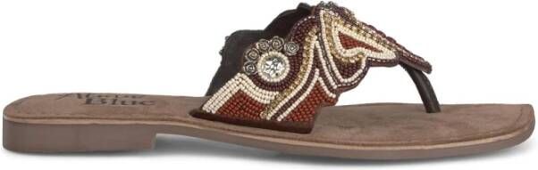 Alma en Pena Platte sandaal met multicolor details Brown Dames