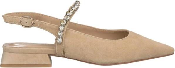 Alma en Pena Platte Slingback Schoen met Kristallen Beige Dames