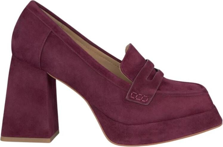 Alma en Pena Pumps met vierkante neus en blokhak Red Dames