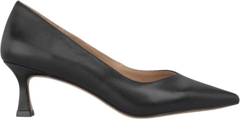 Alma en Pena Puntige Neus Middelhoge Leren Schoen Black Dames