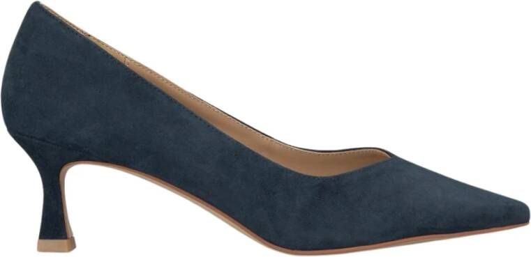 Alma en Pena Puntige Neus Middelhoge Leren Schoen Blue Dames