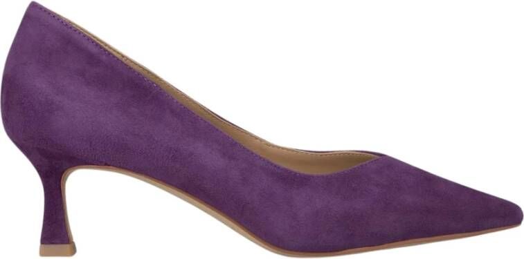 Alma en Pena Puntige Neus Middelhoge Leren Schoen Purple Dames