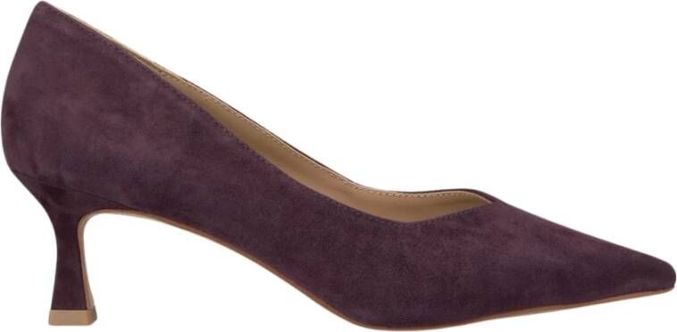 Alma en Pena Puntige Neus Middelhoge Leren Schoen Purple Dames