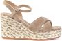 Alma en Pena Rafia Wedge Sandaal Beige Dames - Thumbnail 1