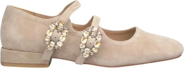 Alma en Pena Rhinestone Ballerina Flats Beige Dames