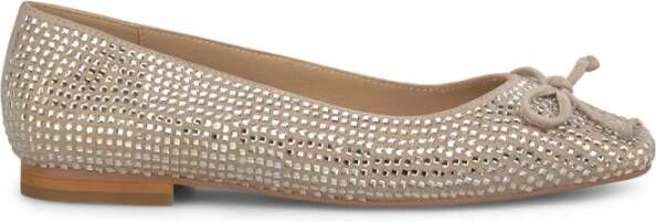 Alma en Pena Rhinestone ballerina met strik Beige Dames