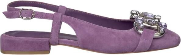 Alma en Pena Rhinestone Buckle Flat Shoe Purple Dames