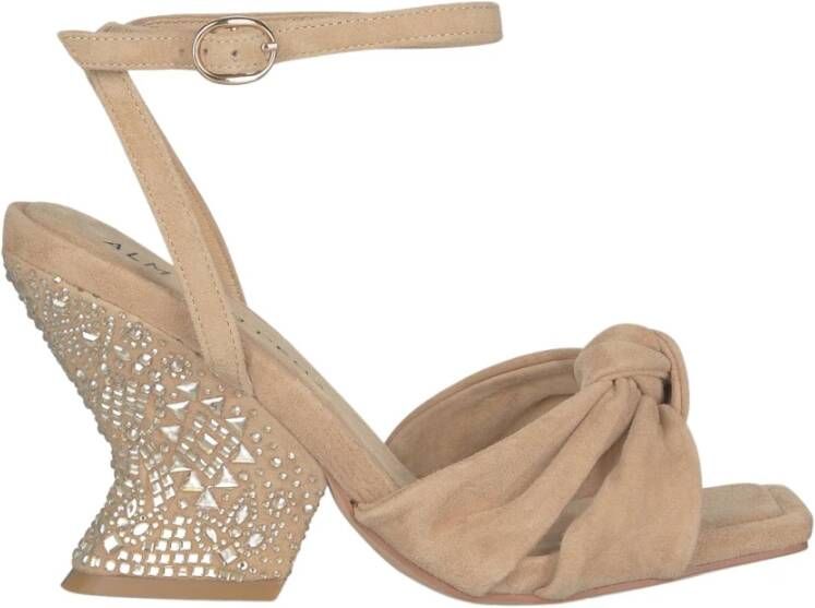 Alma en Pena Rhinestone Curved Heel Sandal Beige Dames