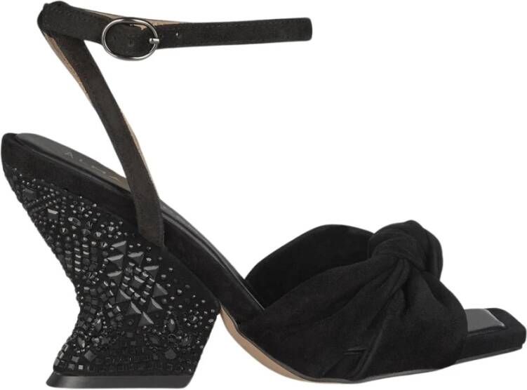 Alma en Pena Rhinestone Curved Heel Sandal Black Dames