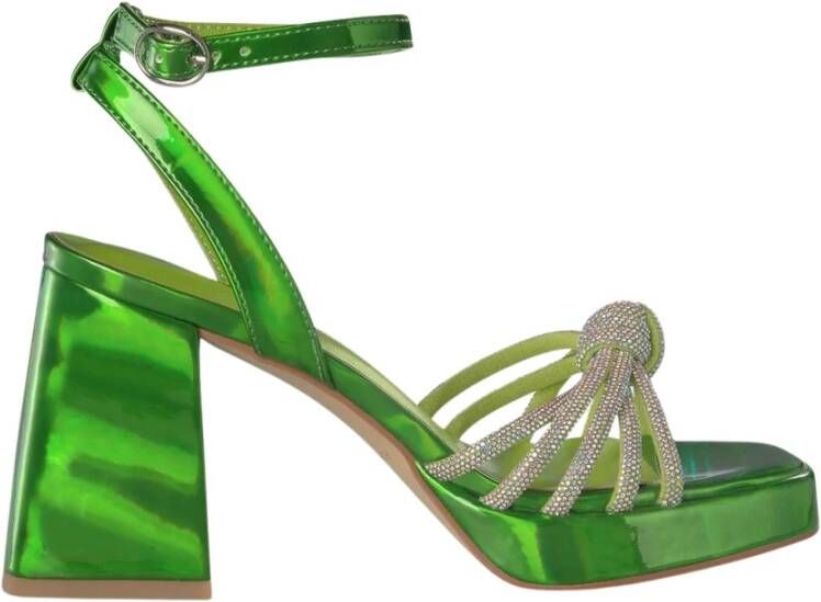 Alma en Pena Rhinestone Knoop Hak Sandaal Green Dames