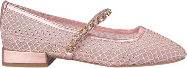 Alma en Pena Rhinestone Mesh Ballet Flats Pink Dames