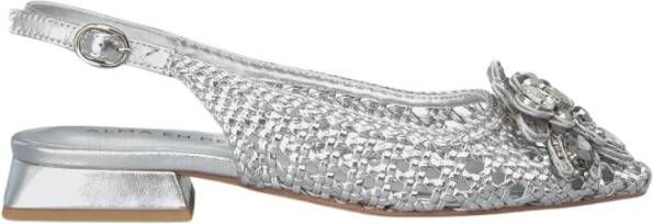 Alma en Pena Rhinestone raffia platte schoenen Gray Dames