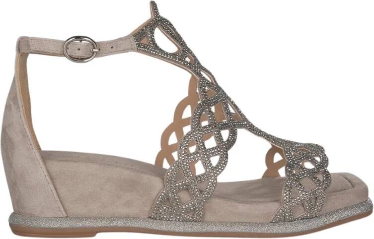 Alma en Pena Rhinestone Sleehak Sandaal Gray Dames