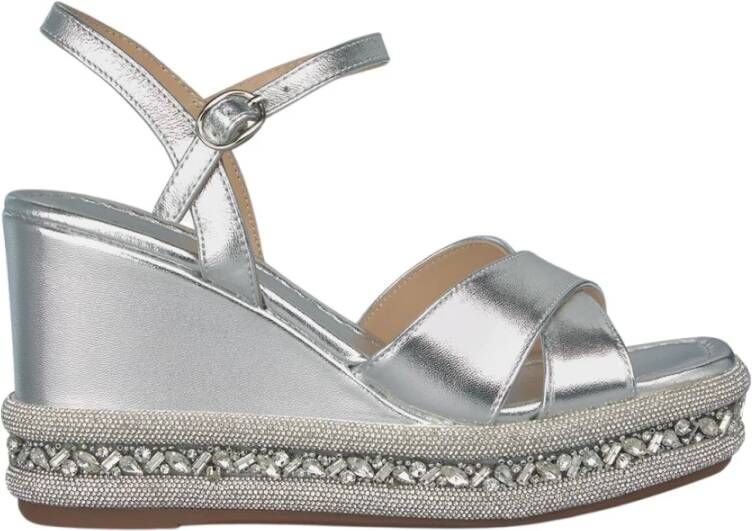 Alma en Pena Rhinestone Sleehak Sandaal Gray Dames