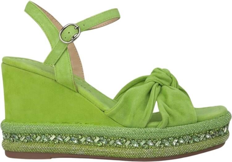 Alma en Pena Rhinestone Sleehak Sandaal Green Dames