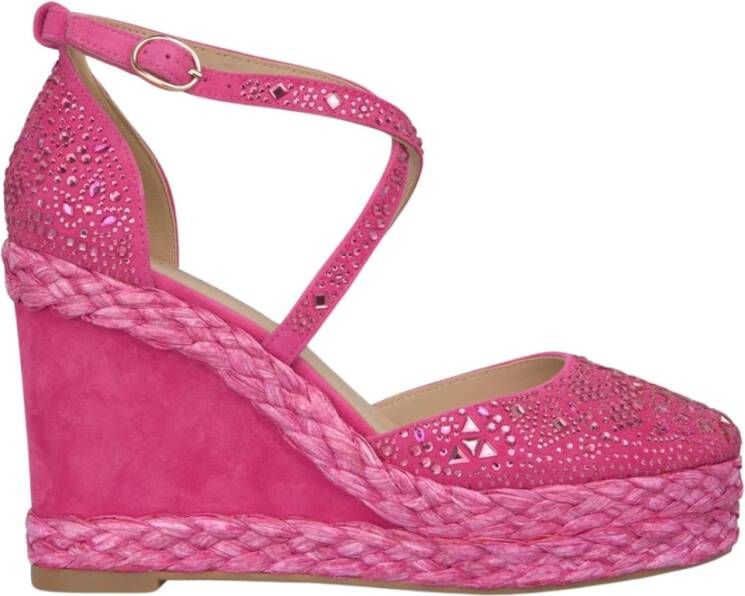 Alma en Pena Rhinestone Sleehak Sandaal Pink Dames