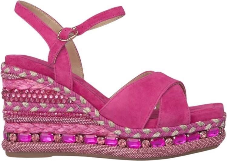 Alma en Pena Rhinestone Sleehak Sandaal Pink Dames