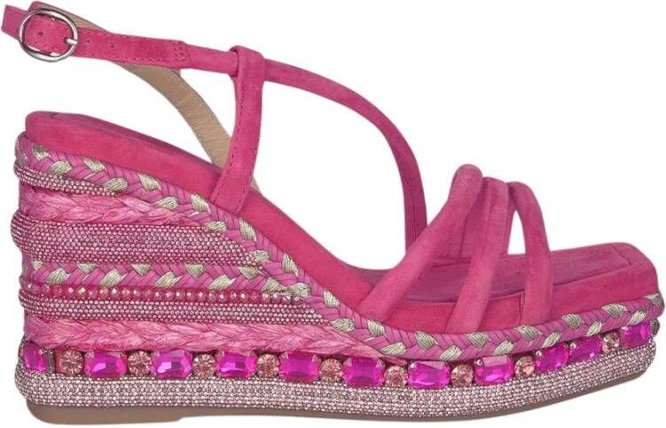 Alma en Pena Rhinestone Sleehak Sandaal Pink Dames