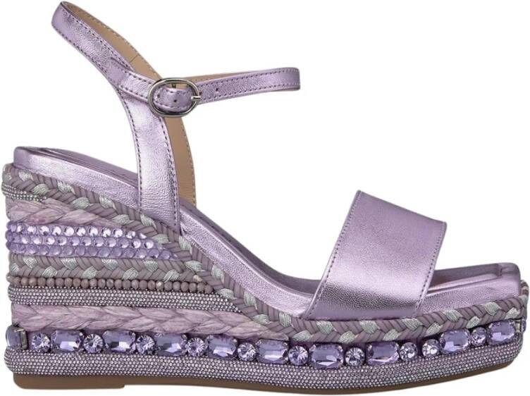 Alma en Pena Rhinestone Sleehak Sandaal Purple Dames