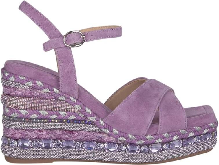 Alma en Pena Rhinestone Sleehak Sandaal Purple Dames