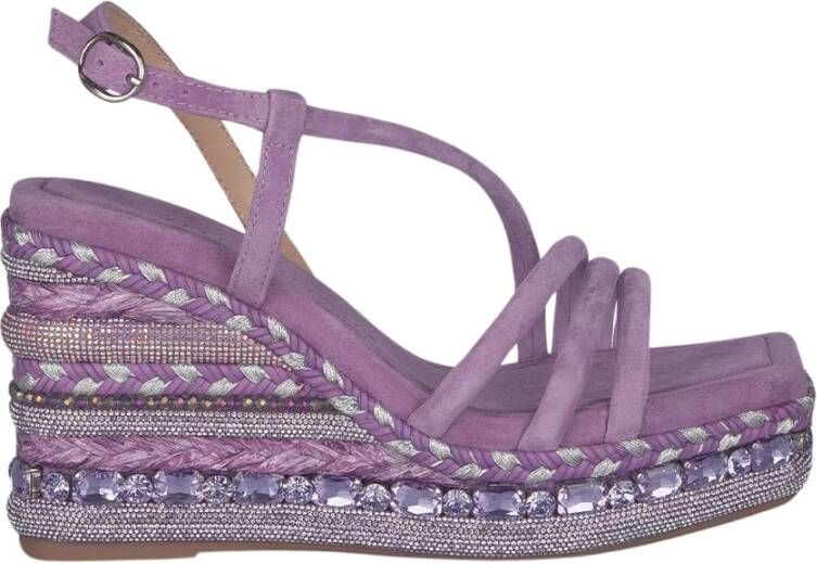 Alma en Pena Rhinestone Sleehak Sandaal Purple Dames