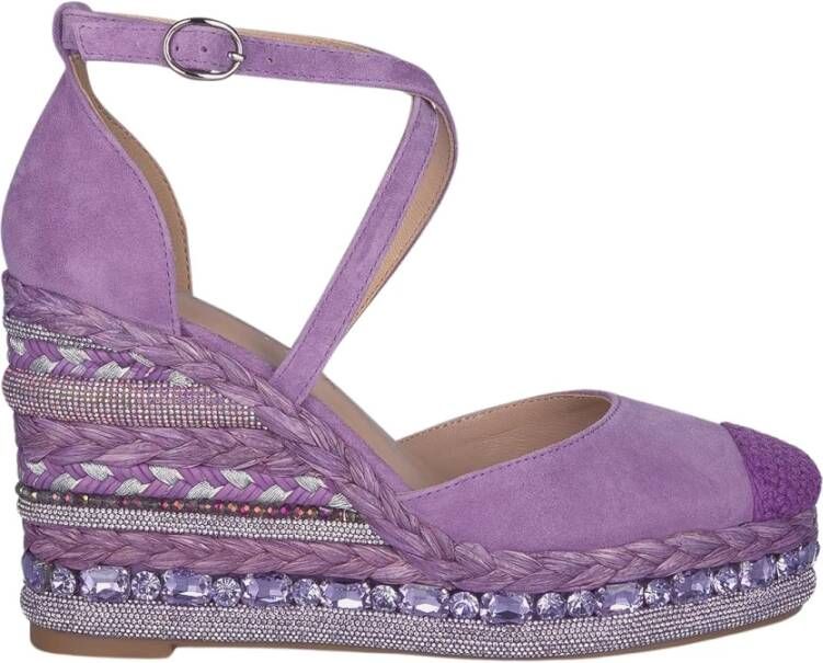 Alma en Pena Rhinestone Sleehak Sandaal Purple Dames