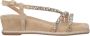 Alma en Pena Rhinestone Sleehak Sandalen Beige Dames - Thumbnail 1