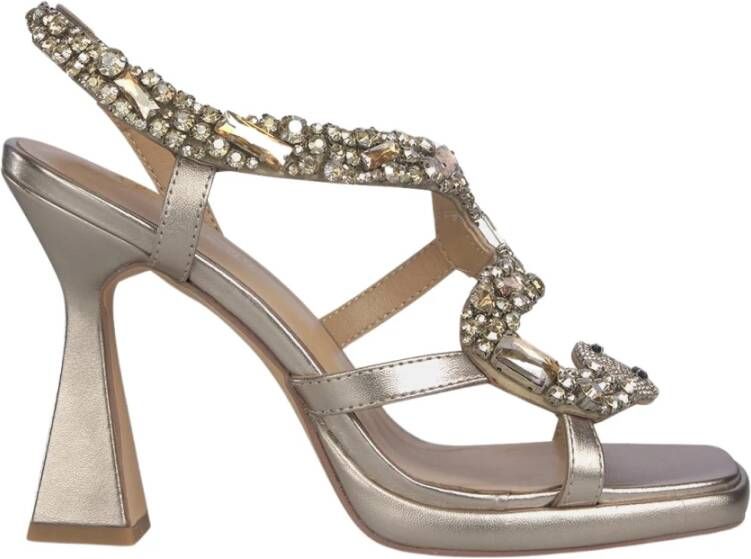 Alma en Pena Rhinestone Snake Hak Sandalen Brown Dames