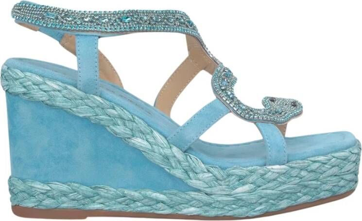 Alma en Pena Rhinestone Snake Sleehak Sandaal Blue Dames