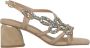 Alma en Pena Rhinestone Square Heel Sandal Beige Dames - Thumbnail 1