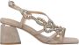 Alma en Pena Rhinestone Square Heel Sandal Beige Dames - Thumbnail 1