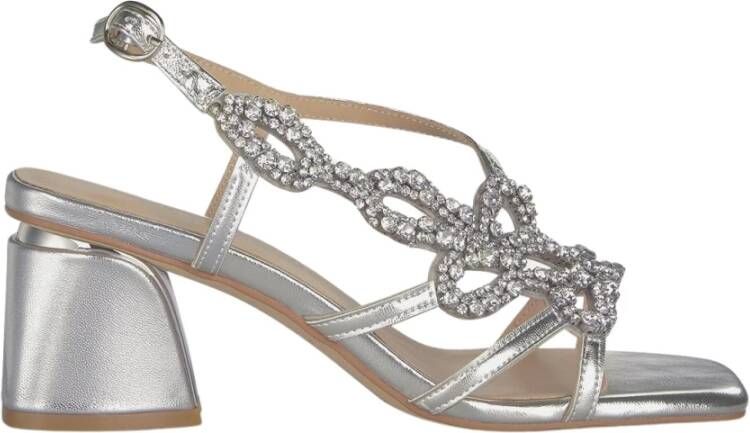 Alma en Pena Rhinestone Square Heel Sandal Gray Dames