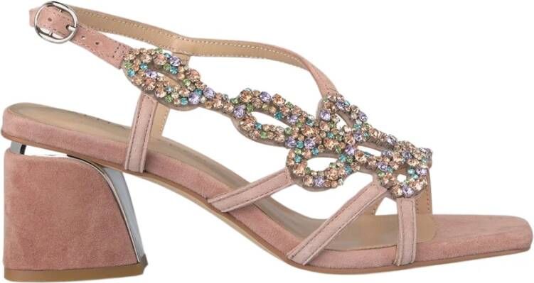 Alma en Pena Rhinestone Square Heel Sandal Pink Dames