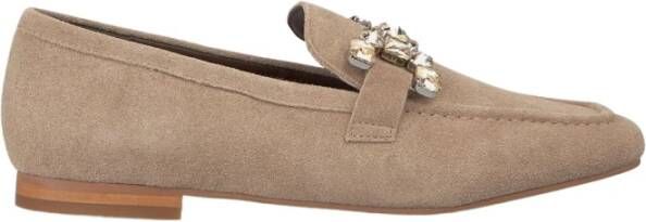 Alma en Pena Rhinestone Stirrup Moccasin Platte Schoen Beige Dames