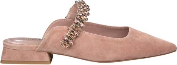 Alma en Pena Rhinestone Strap Mules Pink Dames