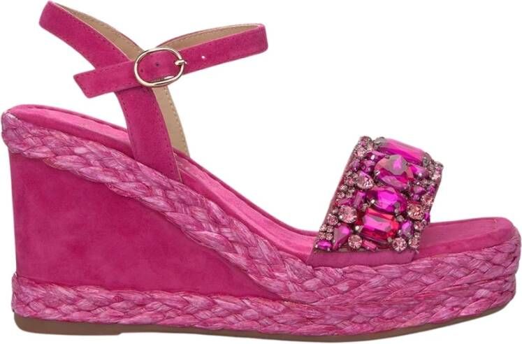 Alma en Pena Rhinestone Strap Sleehak Sandaal Pink Dames