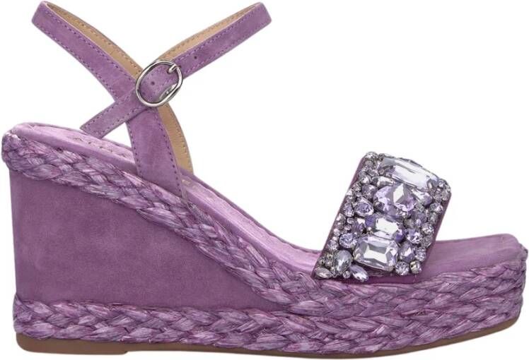 Alma en Pena Rhinestone Strap Sleehak Sandaal Purple Dames