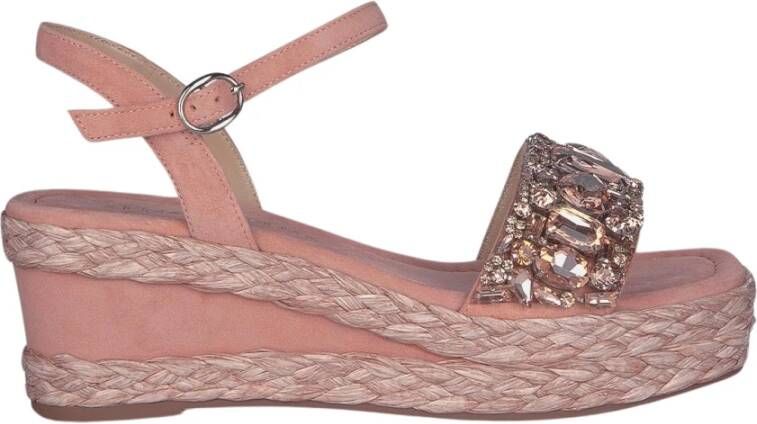 Alma en Pena Rhinestone Wedge Sandaal met Gevlochten Band Orange Dames