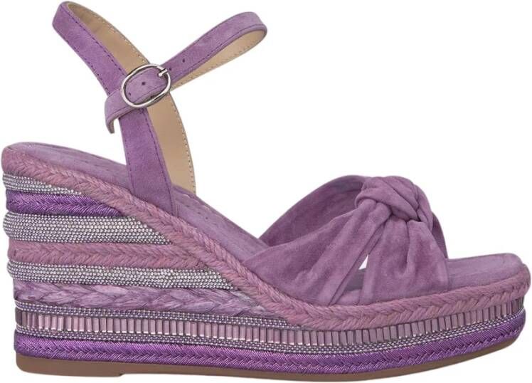 Alma en Pena Rhinestone Wedge Sandaal met Gevlochten Detail Purple Dames