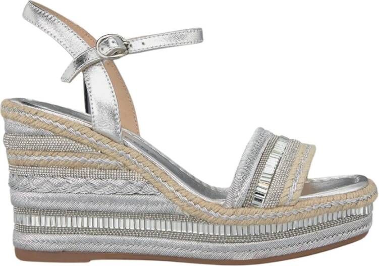 Alma en Pena Rhinestone Wedge Sandaal met Vlechtdetail Gray Dames