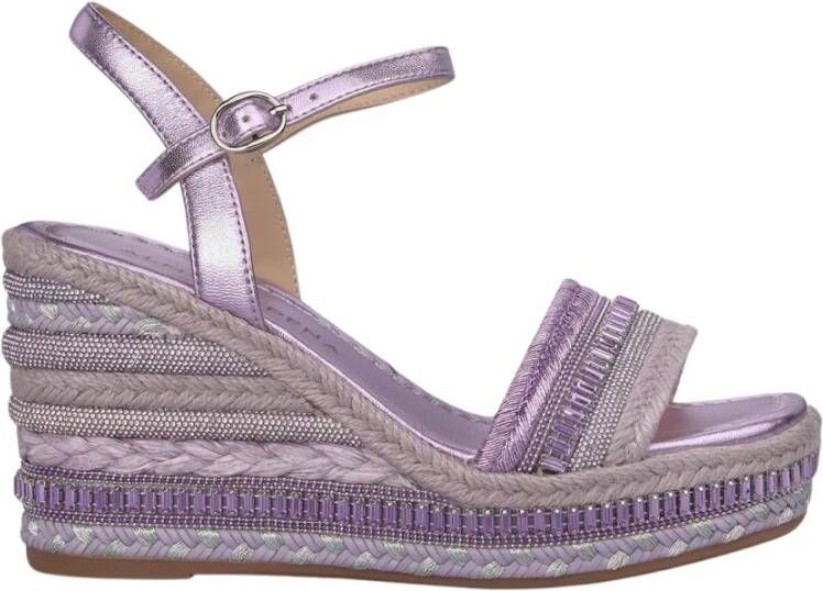 Alma en Pena Rhinestone Wedge Sandaal met Vlechtdetail Purple Dames