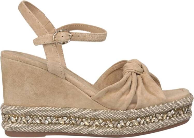 Alma en Pena Rhinestone Wedge Sandal Beige Dames